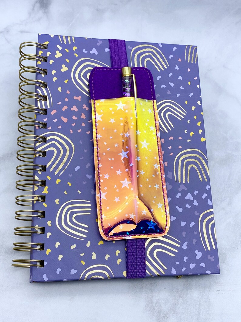 Holographic Purple Pen Holder With Jelly Vinyl and Elastic Etsy