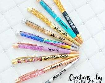 Glitter fall pen - Floating glitter pen - ball point pen - Glitter pen - retractable pen - writing supply - decorative pen - metal pen