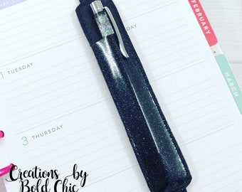Black Glitter Pen Holder for Planner or Book