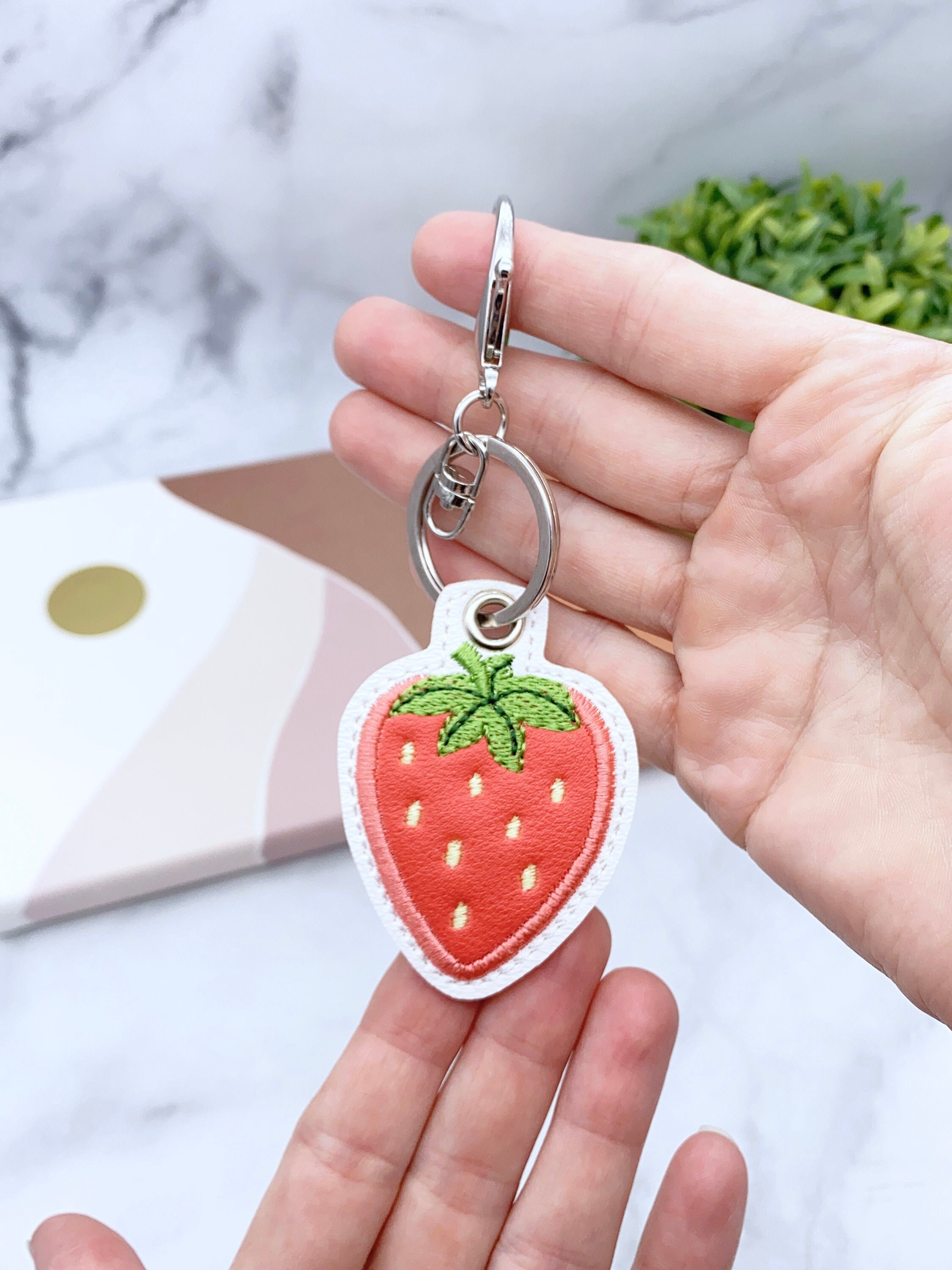 Bulk Price Cartoon Fruit Headset Strawberry Keychain Pendant Apple Cherry  Cute Bag Car Keychains Accessories Gift From Franky16, $0.61