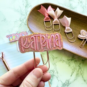 Personalized Pink Holographic Planner Paper Clip, Personalized Book Mark zdjęcie 2