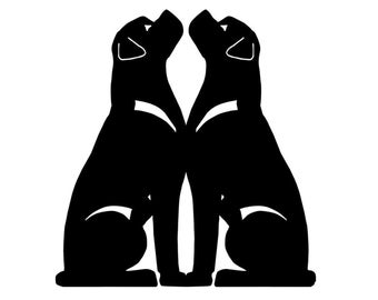 Rottweiler Double sitting dog silhouette, LeChienArtistiQ