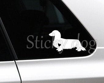 Long-haired Dachshund - Teckel silhouette dog sticker