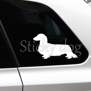 Long-haired Dachshund - Teckel dog silhouette sticker