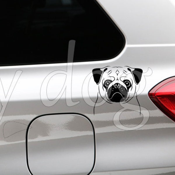 Mopshond sticker honden silhouet