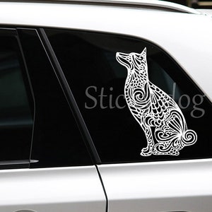 Basenji zittend art silhouet honden sticker