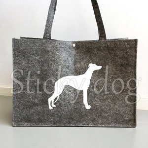 Felt dog bag Whippet dog silhouette image 1