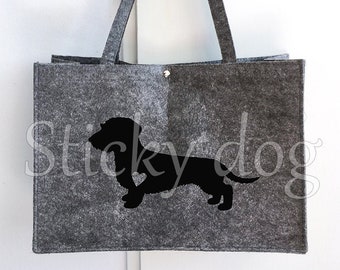 Felt bag Wire-haired Dachshund - Teckel dog silhouette