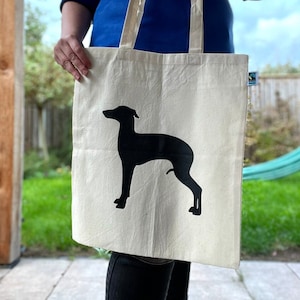 Ready to be shipped Canvas dog bag Italian greyhound/ sighthound silhouette