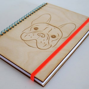 Wooden A5 notebook engraved with French Bulldog dog head image 4