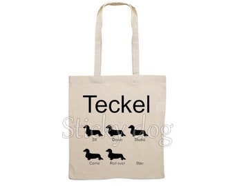 Canvas bag long-haired Dachshund - Teckel dog silhouette