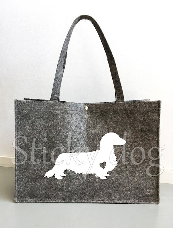 Felt Bag Long Haired Dachshund Teckel Dog Silhouette Etsy