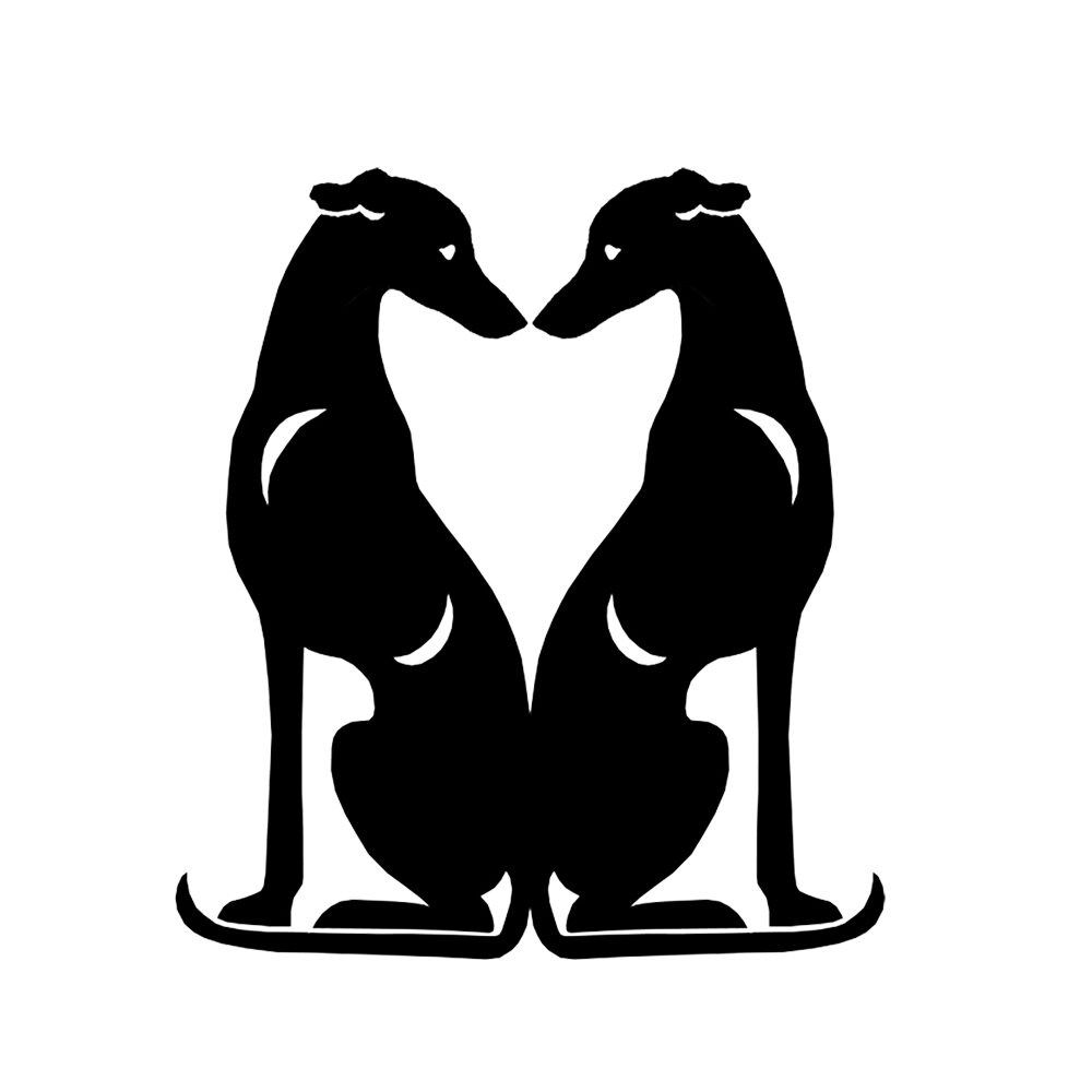 Download Whippet Dog Double Sitting Silhouette Sticker Lechienartistiq