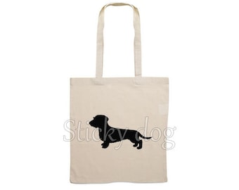 Canvas tas Ruwharige Dashond - Teckel honden silhouet