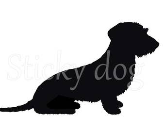 Wire-haired Dachshund - Teckel silhouette dog sticker