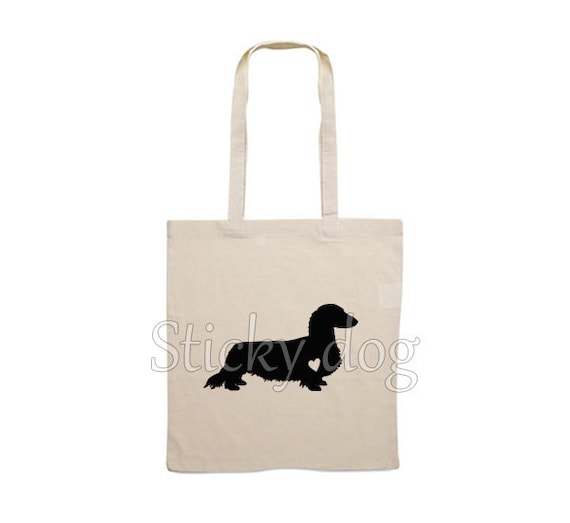 Canvas Bag Long Haired Dachshund Teckel Dog Silhouette Etsy