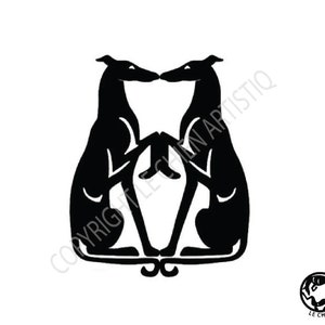 Greyhound double sitting dog silhouette, LeChienArtistiQ