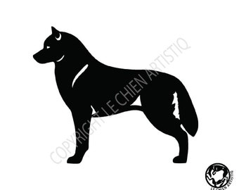 Siberian Husky dog silhouette sticker, LeChienArtistiQ
