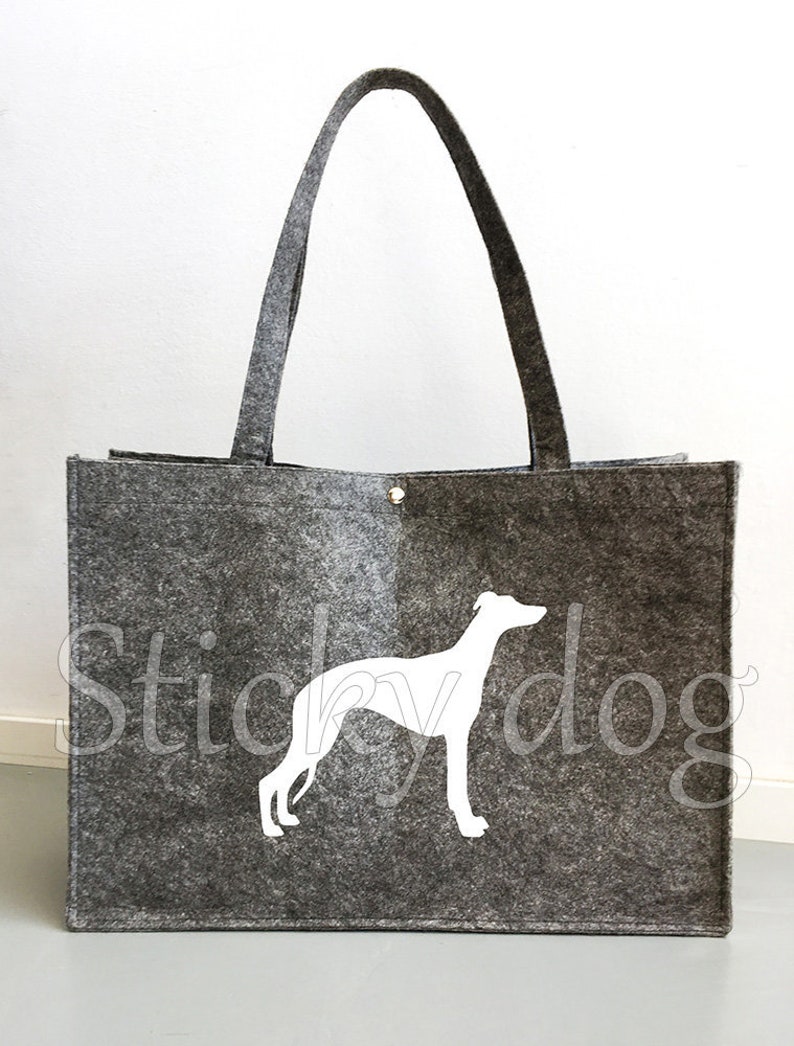 Felt dog bag Whippet dog silhouette image 1