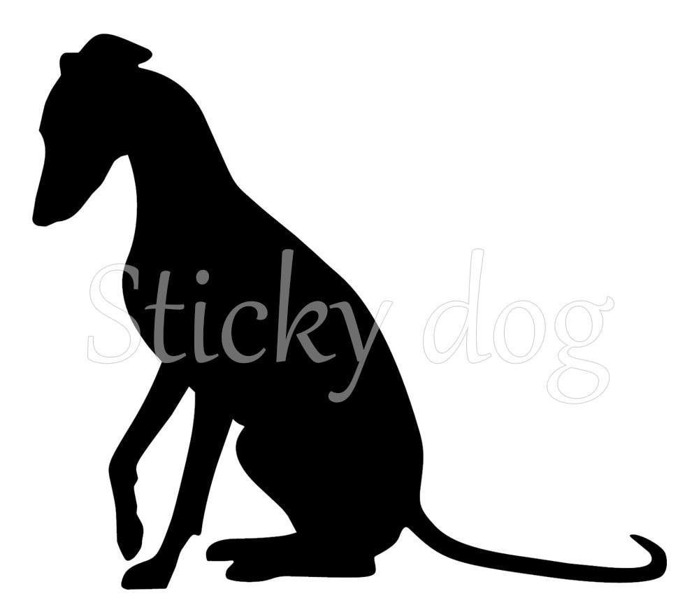 Whippet sitting silhouette sticker
