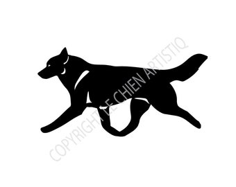 Siberian Husky trot dog silhouette sticker, LeChienArtistiQ