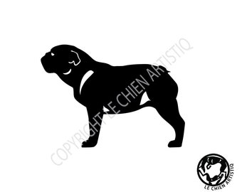 Bulldog dog silhouette sticker, LeChienArtistiQ