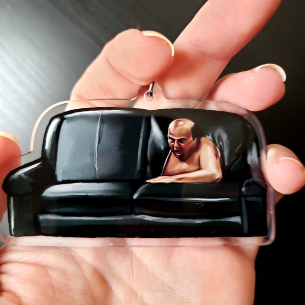 Frank Reynolds in Couch Acrylic Keychain - It's Always Sunny Humor, Double-Sided Design, 3" Acrylic Keychain