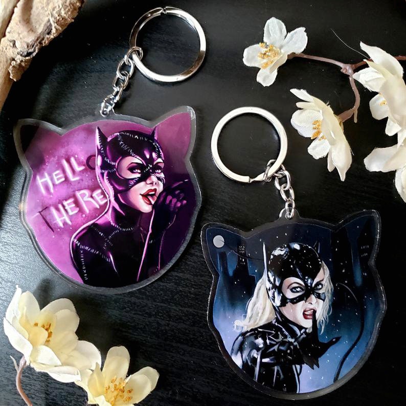 Catwoman Keychain 3 Acrylic Charm Michelle Pfeiffer Etsy