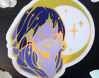 Gold Holographic Nyx Vinyl Sticker • Witchy Occult Goddess Decal • 3" Holographic Sticker for Laptop, Water Bottle, Journals