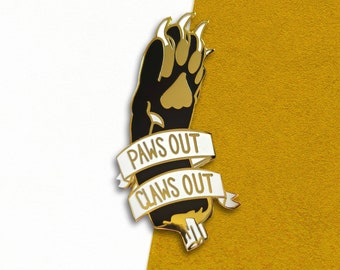 Paws Out, Claws Out Cat Enamel Pin - 2" Hard Enamel Pin - Gifts for Cat Lovers