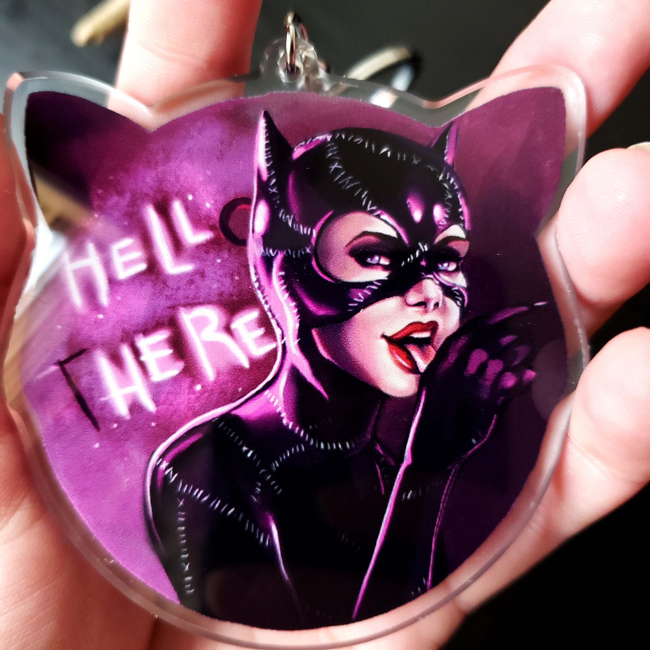 Catwoman Keychain 3 Acrylic Charm Michelle Pfeiffer Etsy