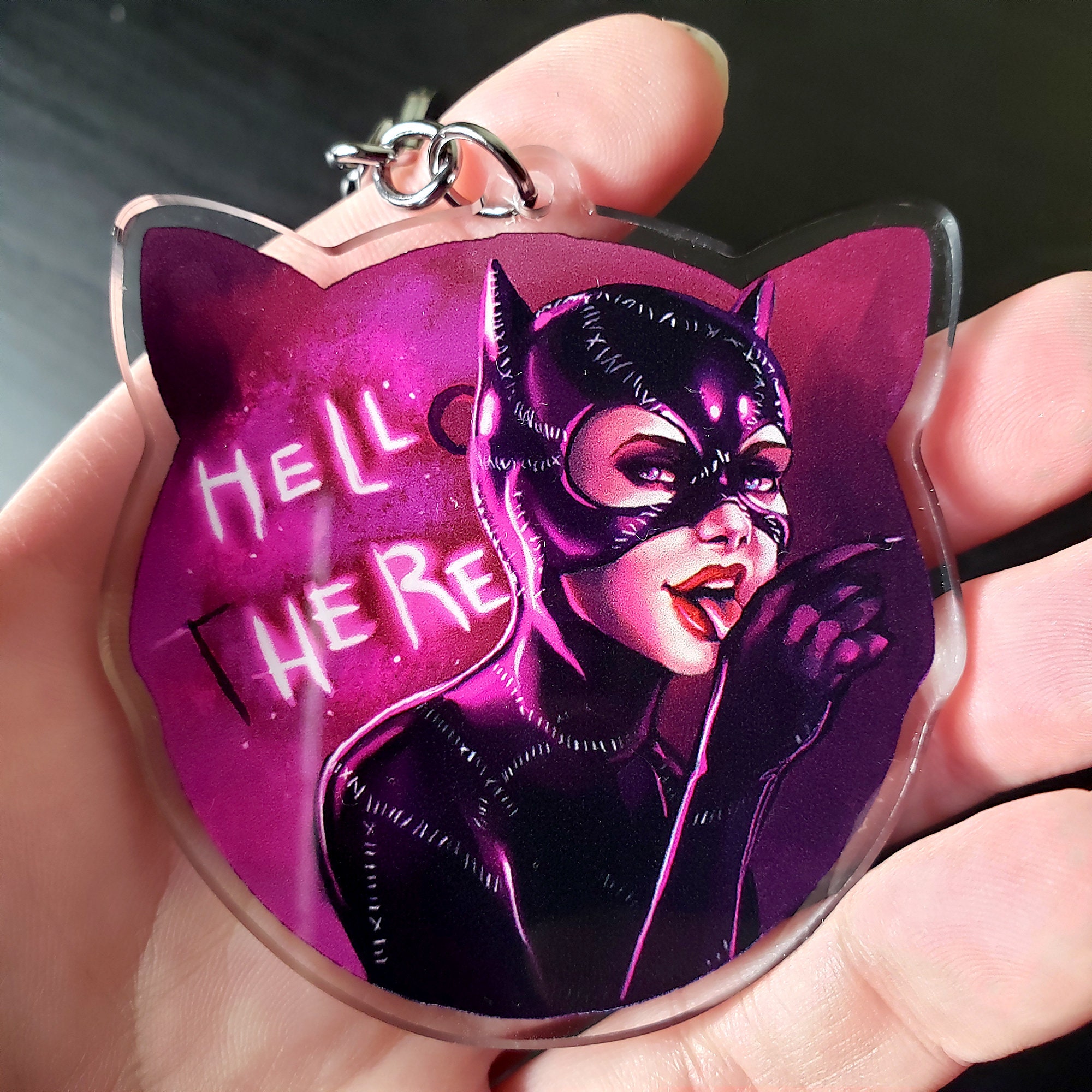 Catwoman Keychain 2.5 Acrylic Charm Michelle Etsy