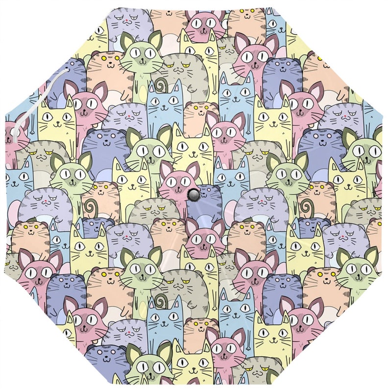 Auto Folding Solution For Rain Durable Original Watercolor Artwork Of It/'s Raining Cats Umbrella Have A Pretty