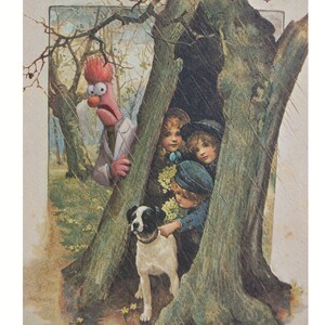 8" by 10" print, "You Can Run But Can't Hide" Altered Thrift Store Art