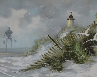 4&quot; by 6&quot; postcard print, &quot;Beach Bot&quot; Altered Thrift Store Art
