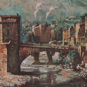 Impression de carte postale de 10 x 15 cm, oeuvre d'art modifiée « Bot italien »