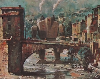 4" by 6" postcard print, "Italian Bot" Altered Thrift Store Art