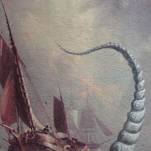 Impressão de cartão postal de 4" por 6", arte alterada de brechó "Sea Monter"