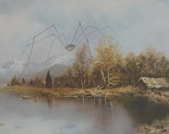 4&quot; by 6&quot; postcard print, &quot;Granddaddy Long-Legs&quot; Altered Thrift Store Art