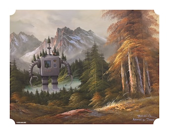 11" by 14" "Forest Bot" Altered Thrift Store Art Print