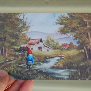 4 by 6 postcard print, Gnome Altered Thrift Store Art image 2