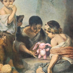 Impressão de cartão postal de 4" por 6", arte alterada de brechó "Dancing Bunny"