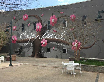 5" by 7" postcard print of "Enjoy Local" Mural in Fayetteville, Arkansas