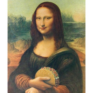 8" by 10" print, "Mona's Taco" Altered Thrift Store Art