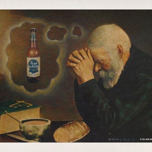 11&quot; by 14&quot; &quot;PBR Prayer&quot; Altered Thrift Store Art Print