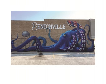 8" by 10" print of "Big Blue Octopus" Mural in Bentonville, Arkansas
