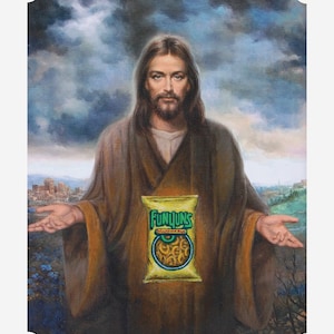 8" by 10"print, "Golden Halos" Altered Thrift Store Art