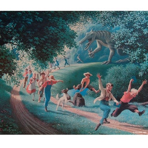 8&quot; by 10&quot; print, &quot;Monster Eating Children&quot; Altered Thrift Store Art