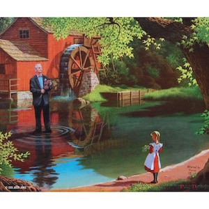 8&quot; by 10&quot; print, &quot;Bill Murray Walking on Water&quot; Altered Thrift Store Art