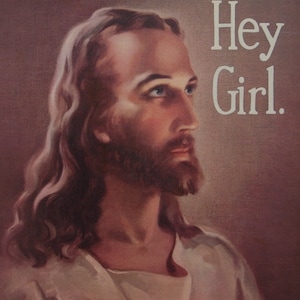 Impressão de cartão postal de 4" por 6", "Hey Girl", arte alterada de loja de artigos usados